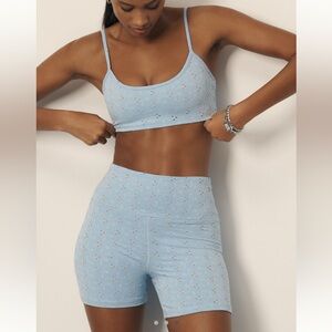 Anthropologie Eyelet High Rise Biker Short Set